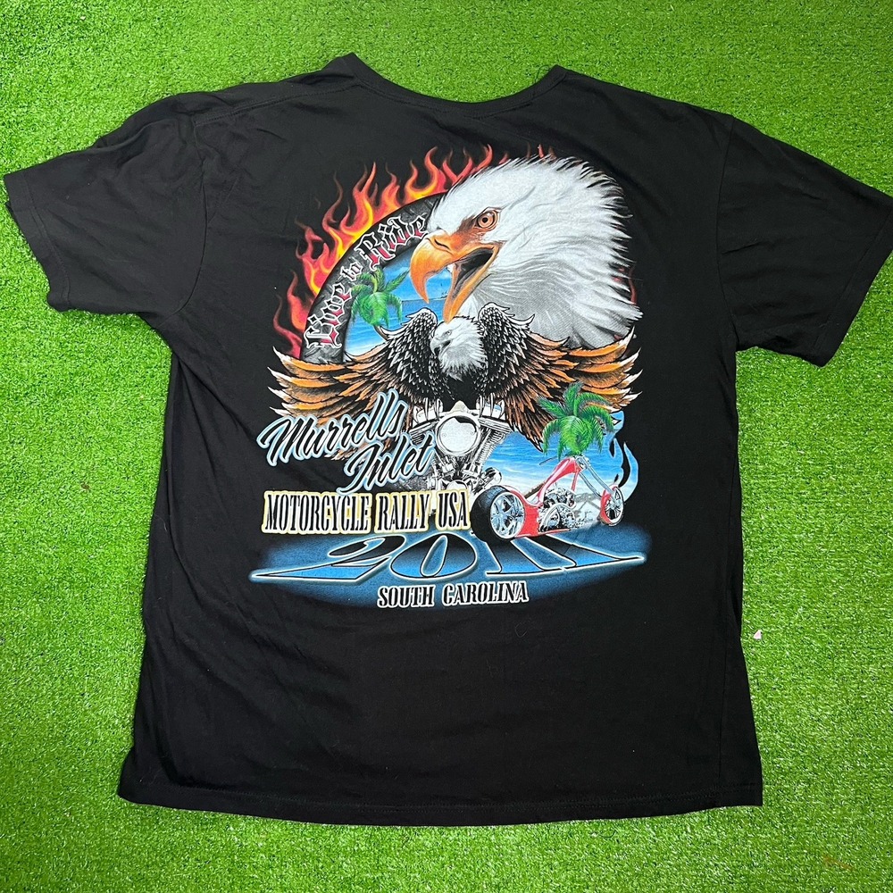 Vintage‎ Bike Week Shirt XL Eagle Flames Biker USA South Carolina Grunge Y2K